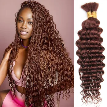 Deep Wave Bulk Human Hair for Braiding No Weft Human Braiding Hair For Boho Braids Brazilian Virgin Human Hair Extensions 33# 1