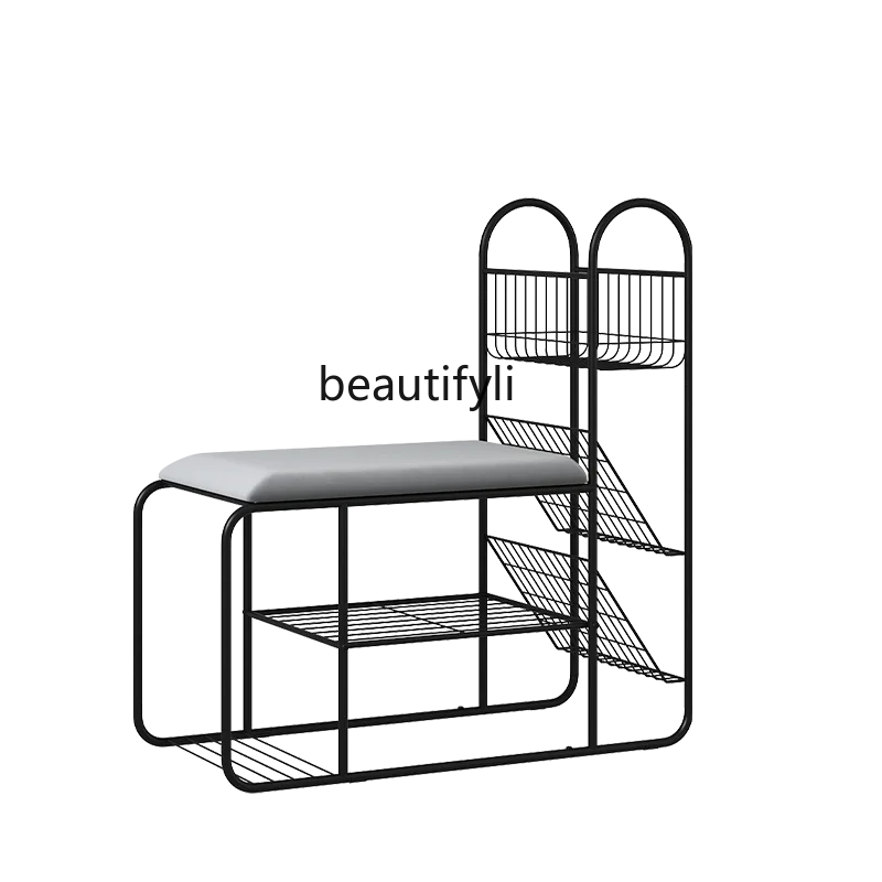 

HJ Shoe Changing Stool Shoe Cabinet Home Doorway Integrated Soft Bag Cushion Footstool