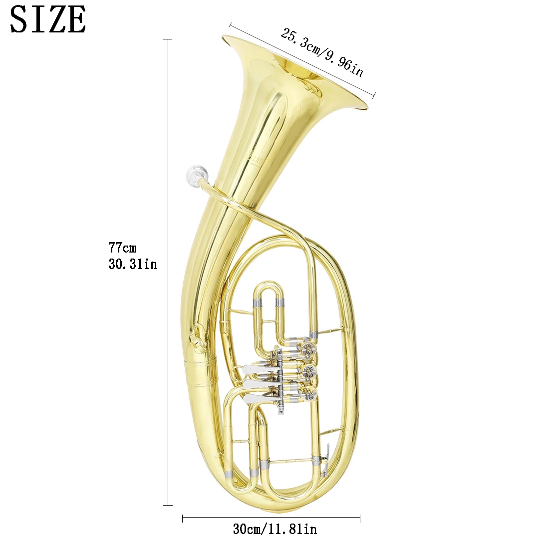SLADE Tenor Horn Triple Flat Key Brass Body Tenor Horn Profession Brass Musical Instrument with Accessories Wipes Gloves Bags