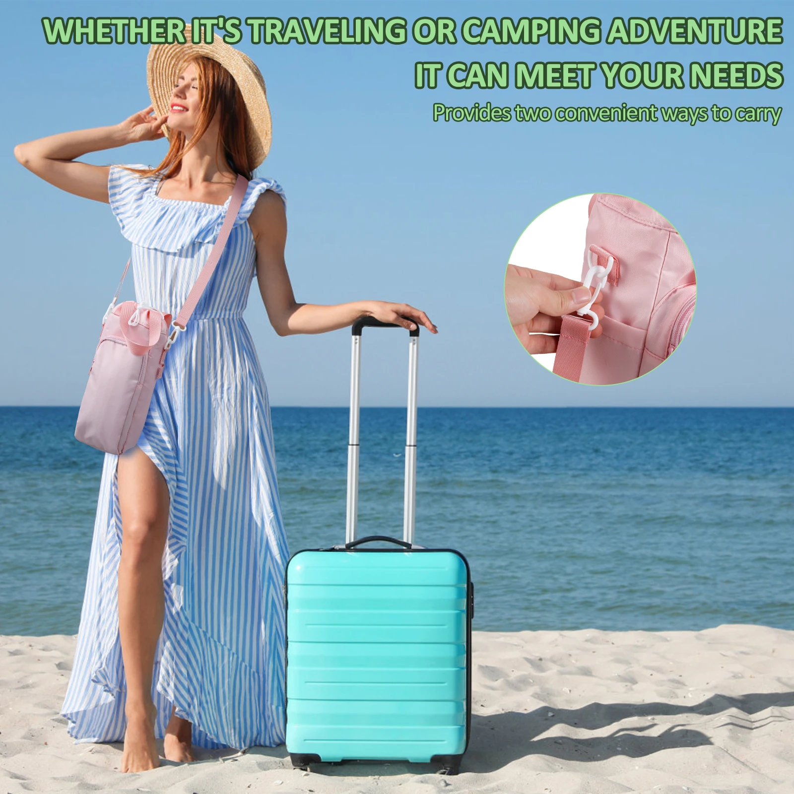 Custodia Bottiglia In Neoprene JEXOWIQ | Per Acqua, Latte, Thermos | Tracolla Regolabile | 7x19 Cm - Foto 7