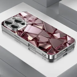 Rose Golden Shimmering Geometric Pattern Electroplated Glass Phone Case - Galaxy S23 Ultra (1)