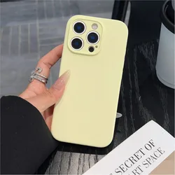 Premium Liquid Silicone Magnetic Case with Wireless Charging and Lens Protector - Soft Back Cover - iPhone 15 Pro Max (Yellow)