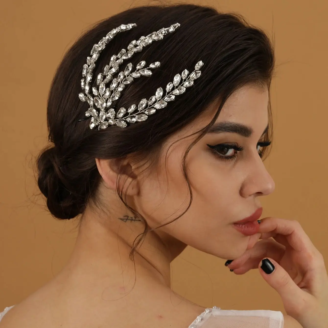Bridal Hair Accessories Hair Accessories Bridal Jewelry Set Fashion Leaf Zircon Bridal Headpiece Tiara Accessories for Women Luxury Girls Crystal Hairclip Wedding Jewelry