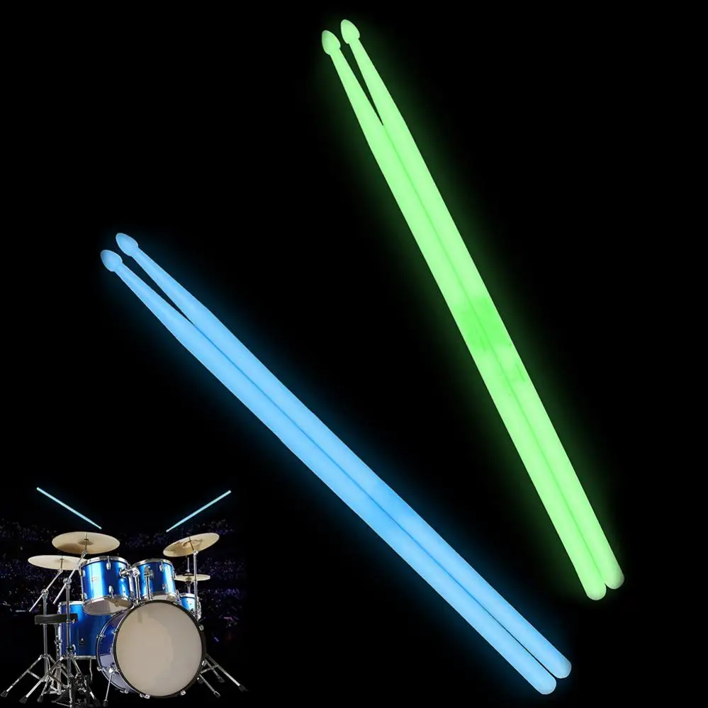 5A Noctilucent Glow in The Dark Performance Drumsticks for Stage Performance with Green Blue Pink Optional Luminous Drum Stick drum sticks