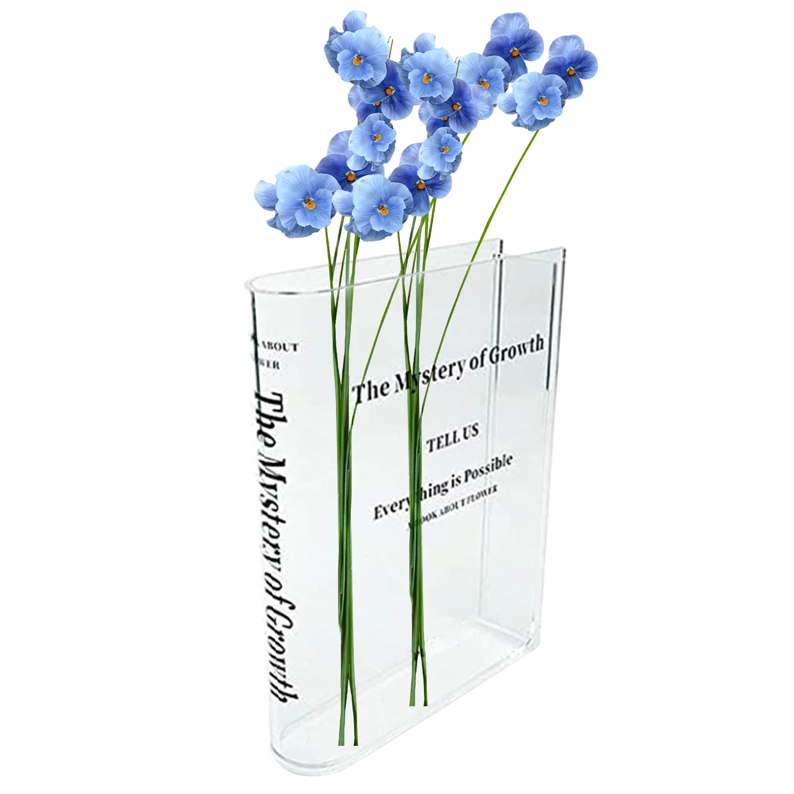 Clear Book Flower Vase Creative Acrylic Transparent Vase The Mystery Of Growth Book Vases Modern Decorative Vases Room Decor 4