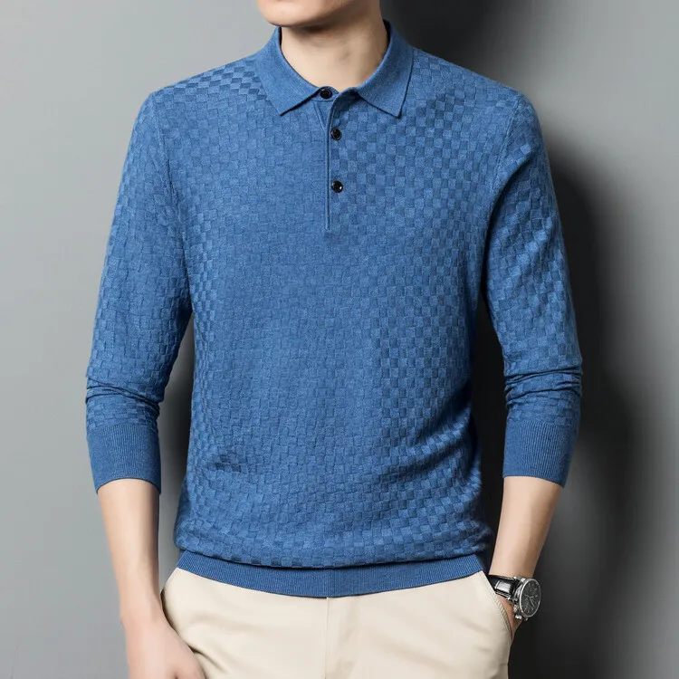 

Autumn New Men's Casual Knitted Woolen Sweater Polo Shirt with Polo Collar Long Sleeve Comfortable Warm Top Men Clothing