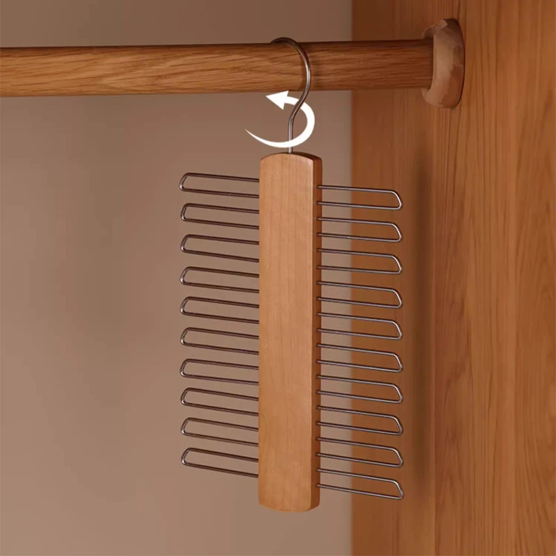 Appendiabiti In Legno Con 8 Ganci Girevoli 360° – Organizzatore Multi Gancio Per Sciarpe, Cravatte E Accessori