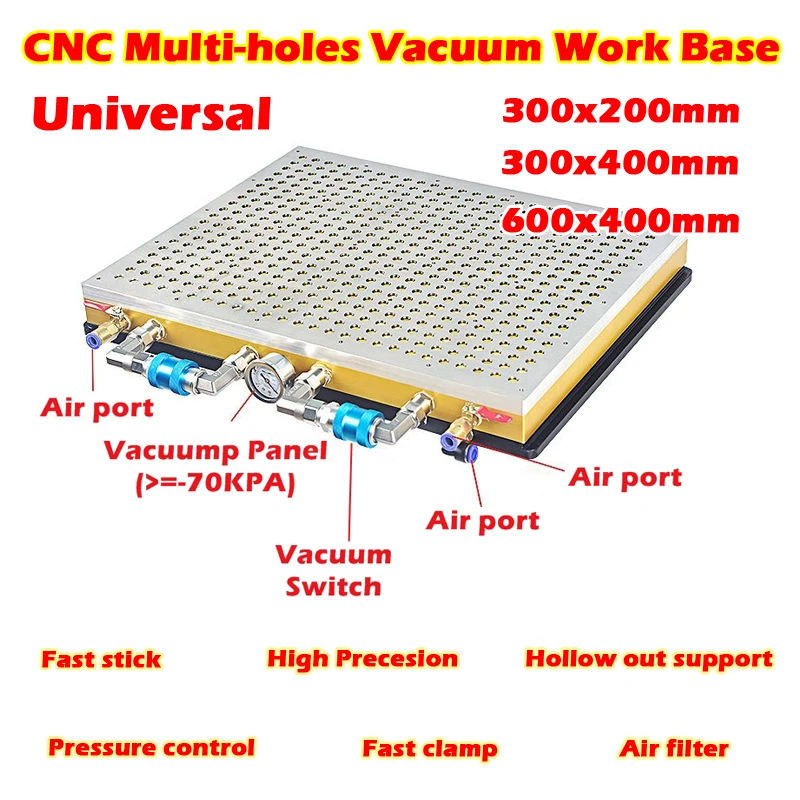 

Universal CNC Multi-holes Vacuum Work Base Platform for CNC Engraving Machine No Need Sealing Strip 300x200 300x400 600X400MM