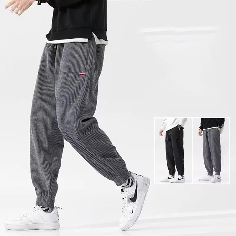 

Мужские вельветовые спортивные брюки в стиле Харадзюку на осень и зиму, мужские мешковатые джоггеры, модная уличная одежда в стиле Y2k, повседневные флисовые шаровары, большие размеры