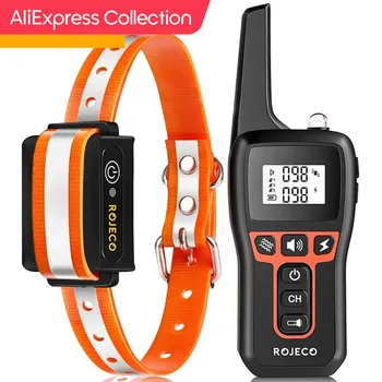 AliExpress 컬렉션 ROJECO 반려동물용 전기 개 훈련 목걸이, 충전식 개 짖는 리모컨 훈련 목걸이, 1000m