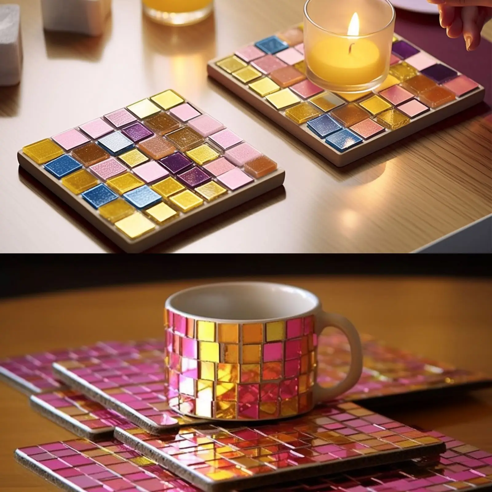 DIY Self-Adhesive Mini Square Mirrors Mosaic Wall Sticker Tiles