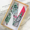 FranceSpring Versatile Fashion Eiffel Tower Ladies Leisure Decoration Twill Long Strip Streamer Silk Scarf Tie Bind a Bag Ribbon 2