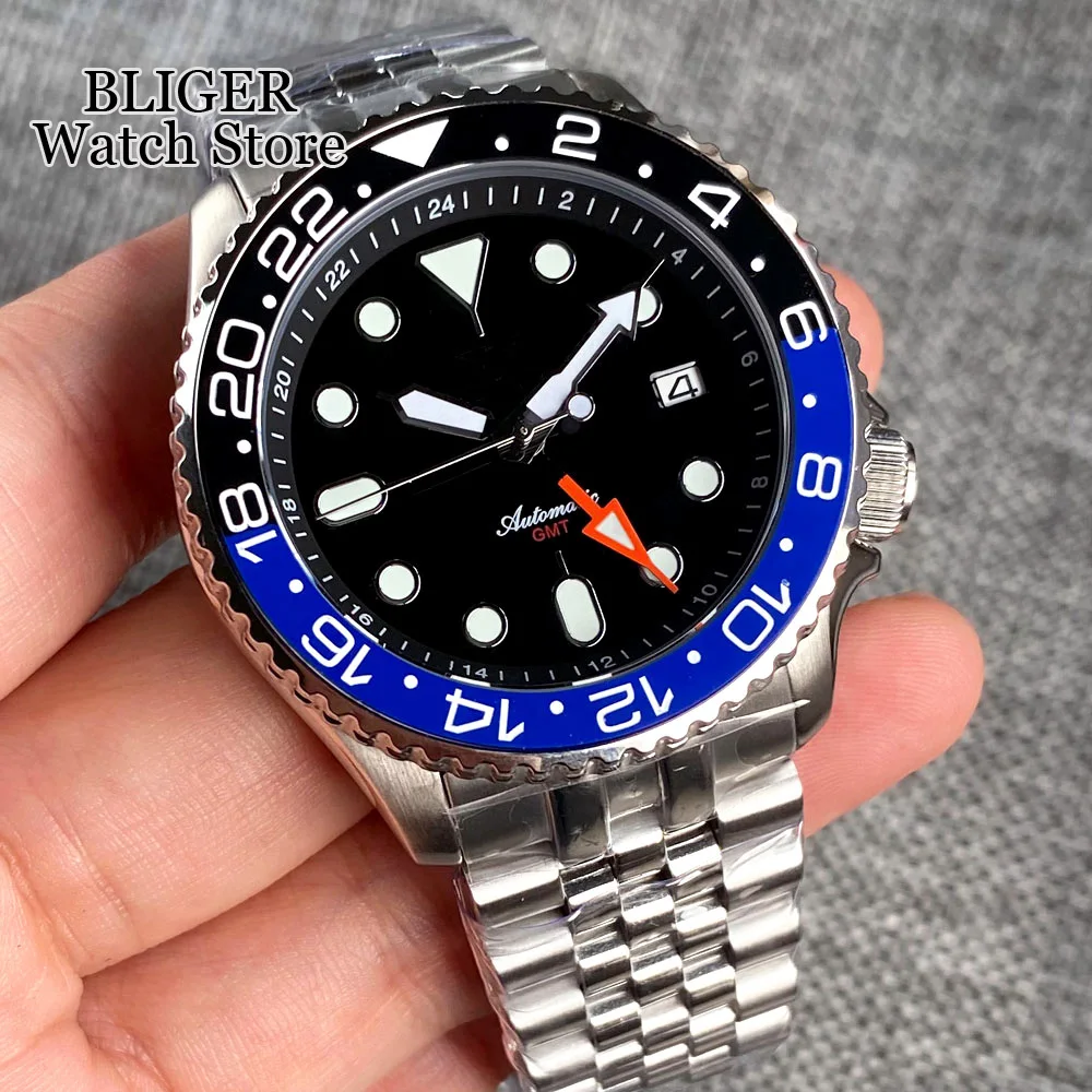 Tandorio Dive 41mm Black Purple NH34 GMT Steel Automatic
