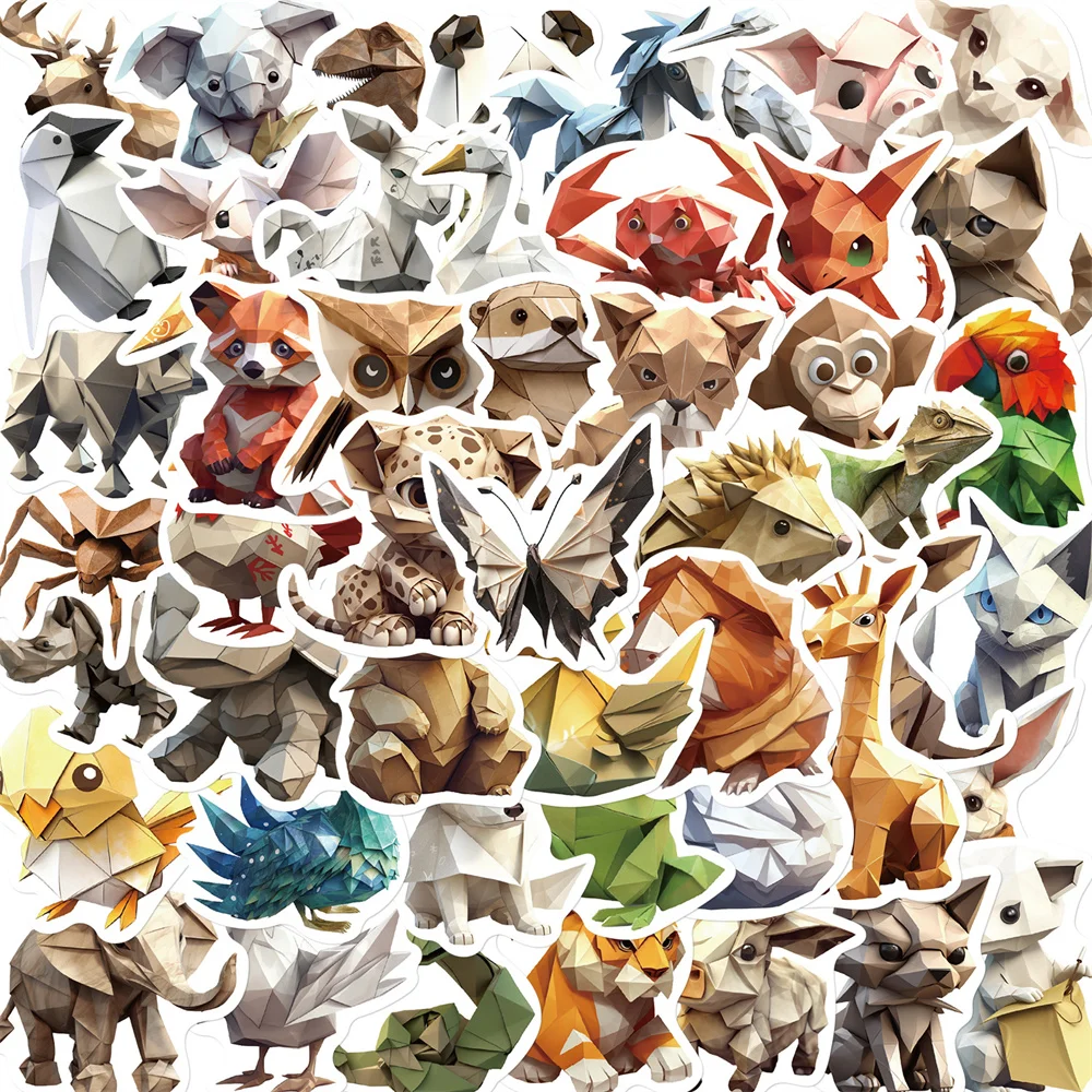 

10/30/50PCS New Origami Animal Stickers Cartoon Creative Helmet iPad Laptop Luggage Guitar Table Decoration Waterproof Wholesale