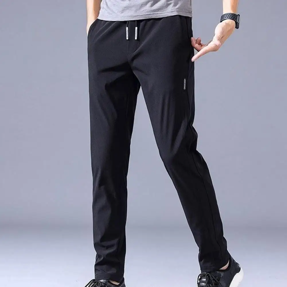 Men Trousers Spring Summer Men Pants Elastic Waist Trendy Korean Style Casual Drawstring Pants Men Straight-leg Trouser for Street Wear