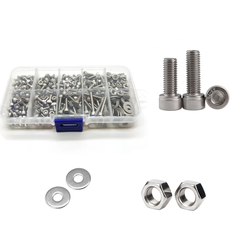

320pcs Hexagon Socket Machine Screws Nut Set 304 Stainless Steel M2 M2.5 M3 hexagonal head screw Assortment Kit