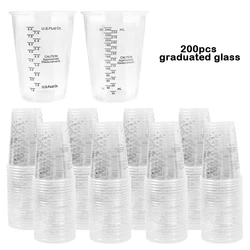 8oz Disposable Measuring Cups with Stirring Sticks for 250ml (200pcs Measuring Cup)