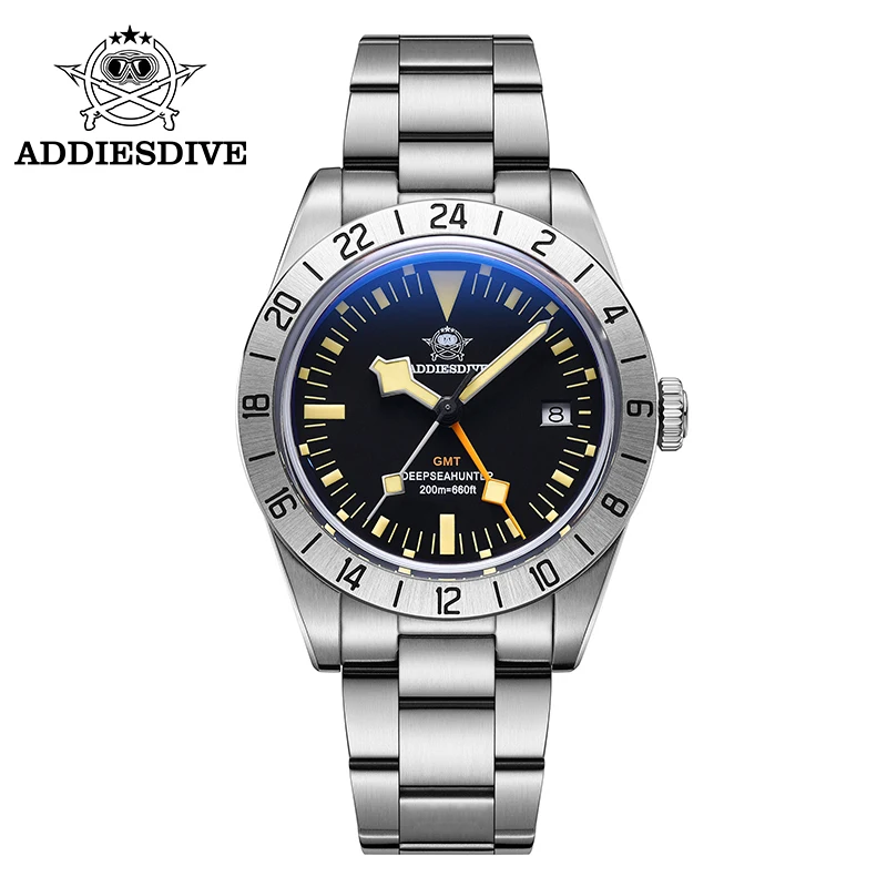 ADDIESDIVE 2023 New Men Watches Luxury Sports Diving Stainless Steel Watch 39mm GMT Business Quartz Wristwatch Waterproof 200m