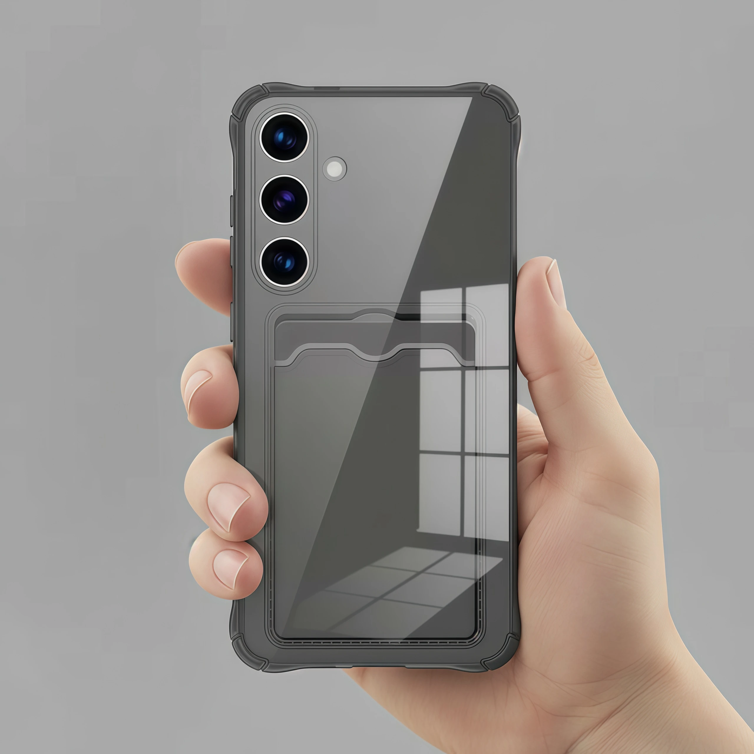 Clear Shockproof Silicone Phone Case with Card Slot Back Cover