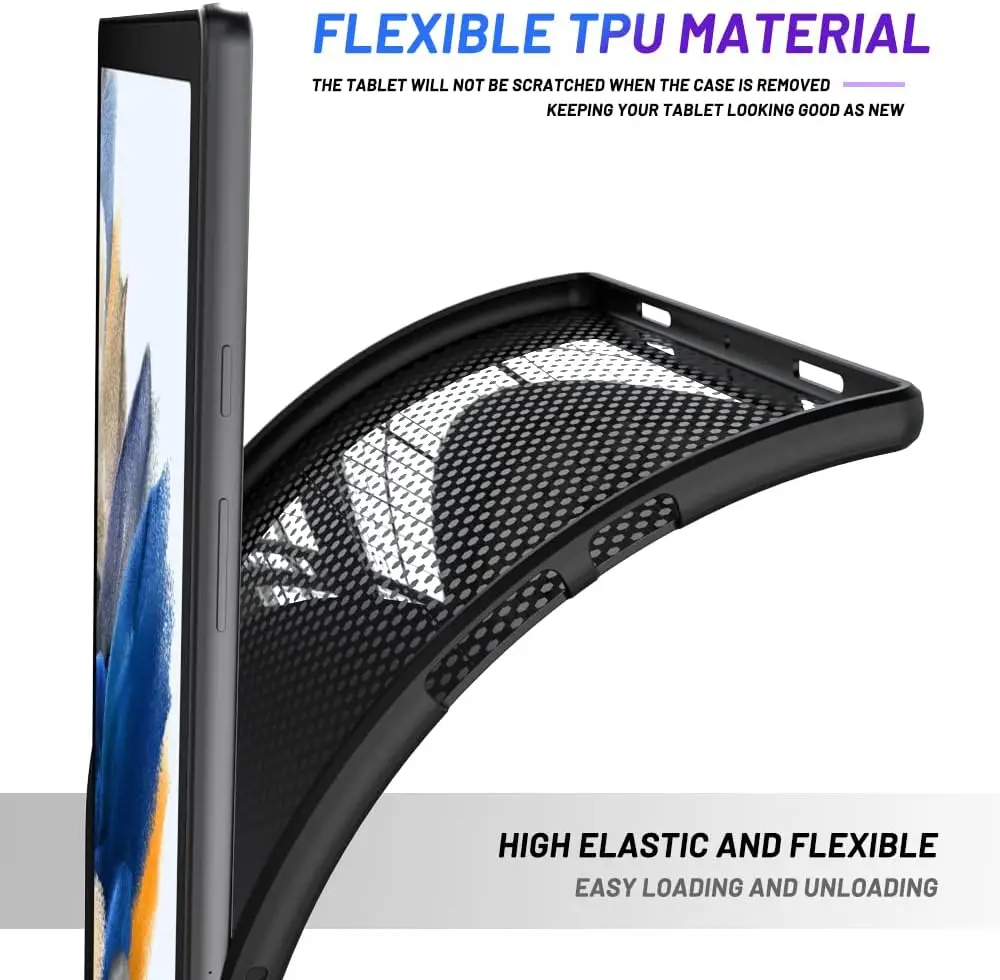 Capa Flexível e Macia de Silicone Capa Preta Tampa Traseira Samsung Galaxy Tab a a7 Lite a8 S5e s6 Lite s7 s8 s9 Plus fe - Imagem 4