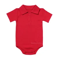 Unisex 100% Cotton Solid Polo Romper for Baby 0-24M Boys Girls Short Sleeve Outfit Newborn Bodysuit One-piece Toddler Jumpsuit
