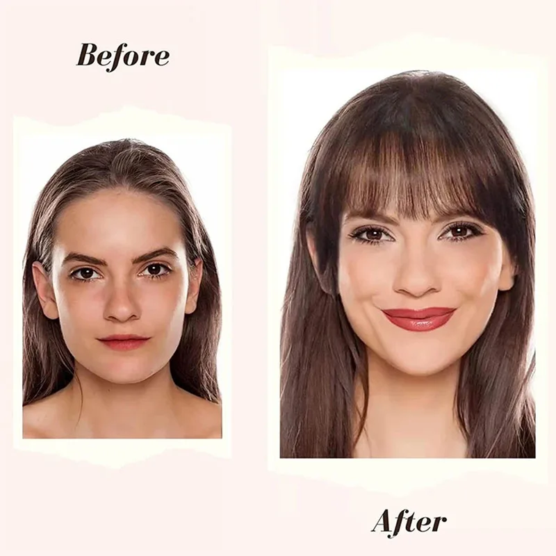 Synthetic Clip in Bangs Wispy  Hairpieces for Women Clip on Air Bangs Flat Neat Bangs Hair Extension for Daily Wear