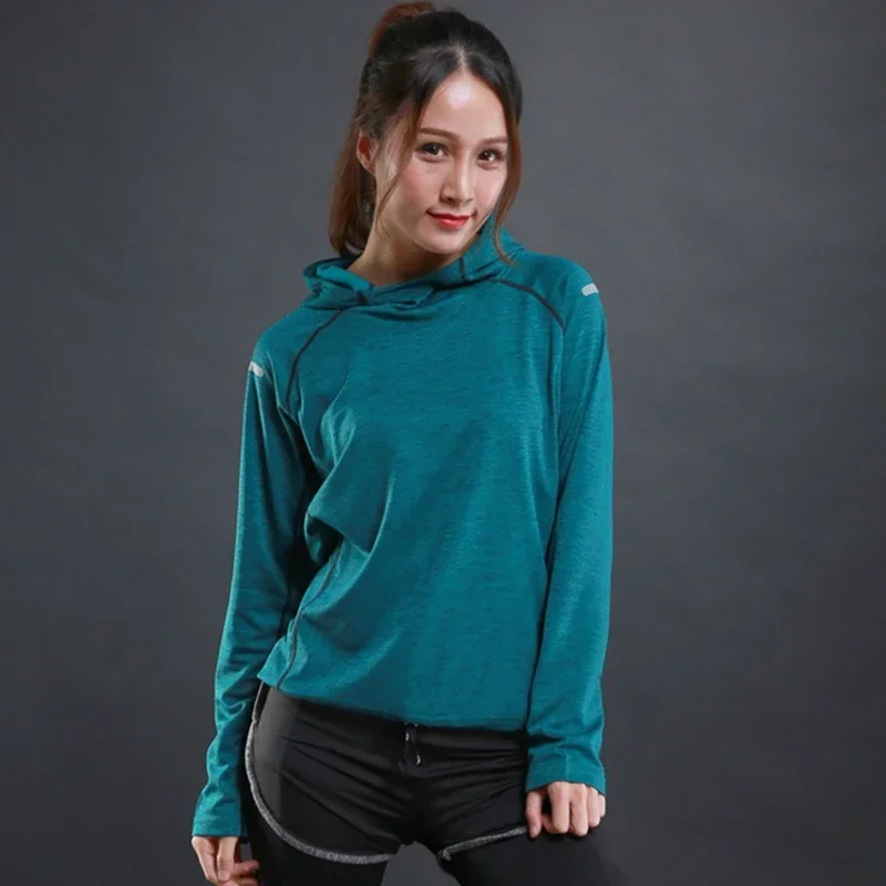 Autumn Women Running T Shirts Gym fitness Long Sleeves sweatshirts Quick Dry Training Breathable Hood Sports Yoga Clothing sports t shirt yoga top yoga shirt sports shirt