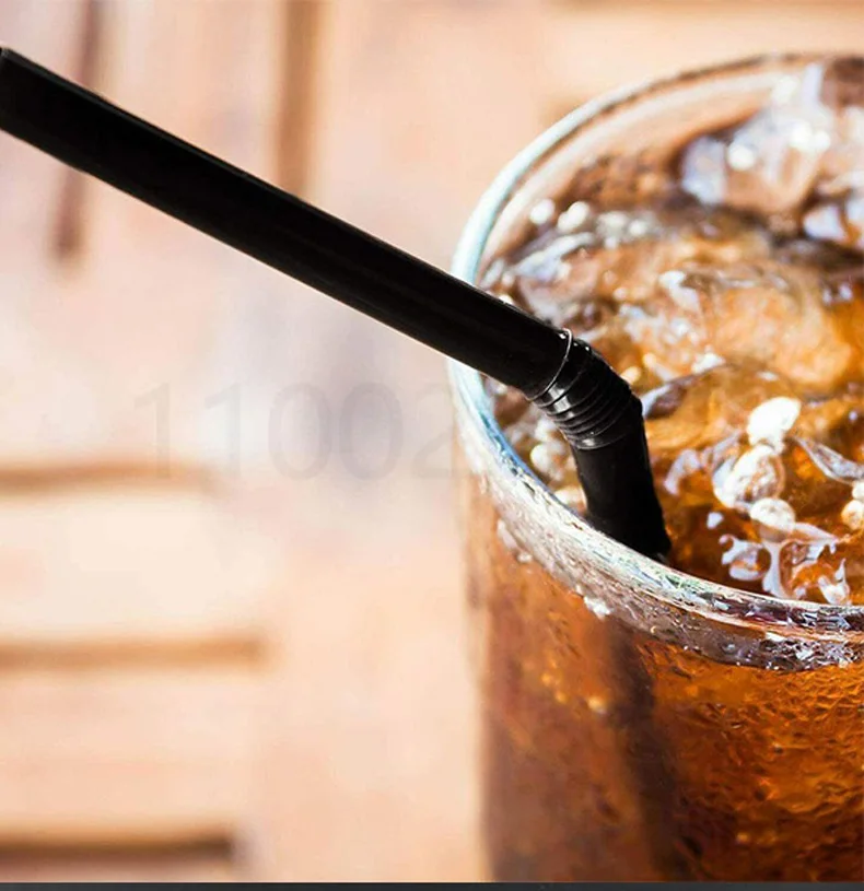 Description Picture 2 of itemBlack Disposable Straws Flexible Drinking Straws Plastic Curved Bendable Drink Tube Reusable Straw Wedding bar Party Accessories