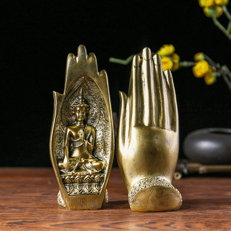 

New Chinese Style Creative Decorative Ornaments Retro Art Zen Buddhism Buddha's Hand Resin Crafts Decorative Accessories