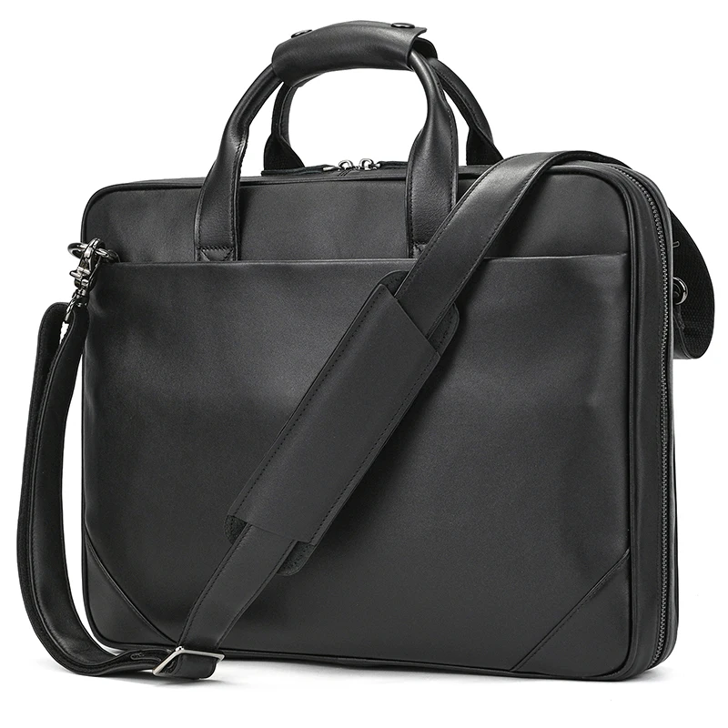 High Quality Men's Leather Laptop Bag 14 15.6 Inch Computer Briefcase A4 Document Bag For Men Male Briefcase Bags Thick Leather