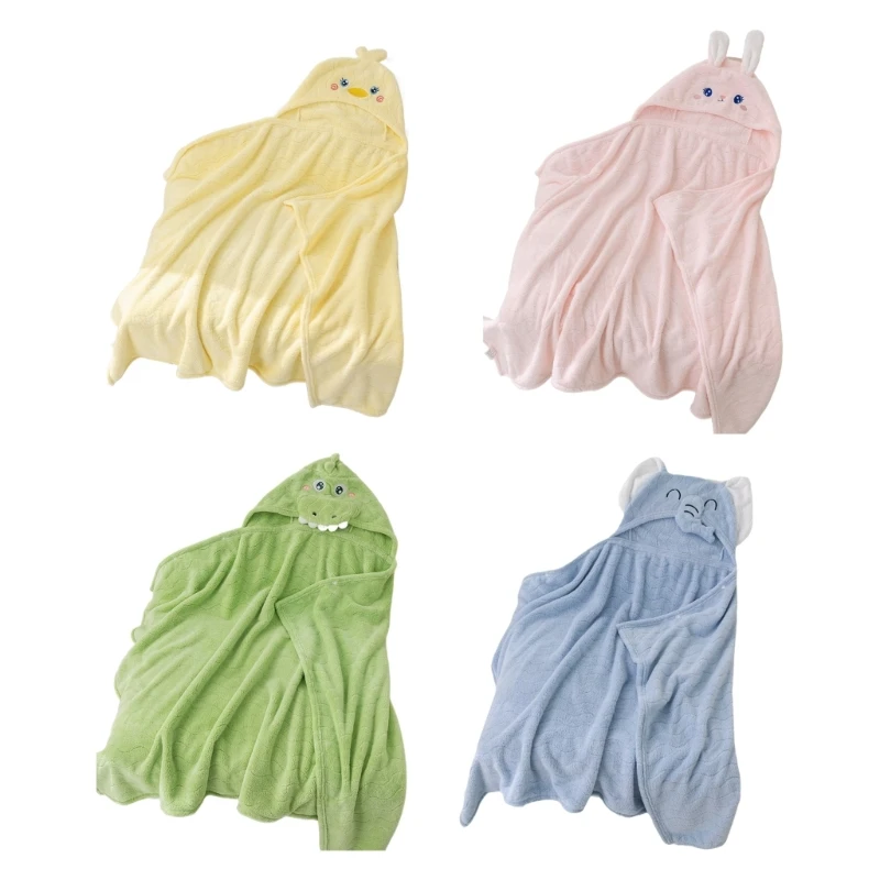 

Cartoon Animal Newborns Wrap Blanket Soft Quick Drying Coral Fleece Bath Towel D7WF