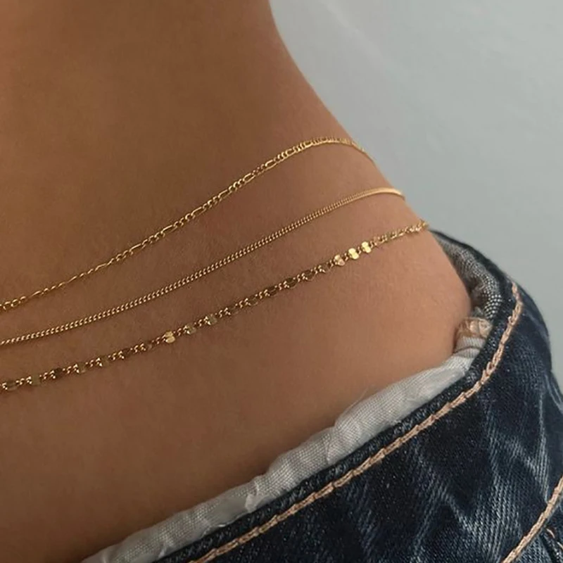 3pcs Set Simple Sexy Waist Chain For Women Fashion Multi-Layer Design Belly Chain Daily Wear Vacation Dating Body Jewelry Gifts