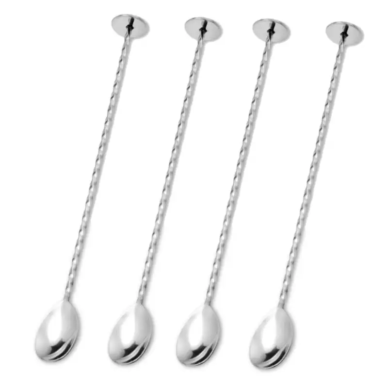 Cocktail Spoon Stainless Steel Cocktail Spoon Beverage Coffee Mixing Layering Tool with Long Handle #4 