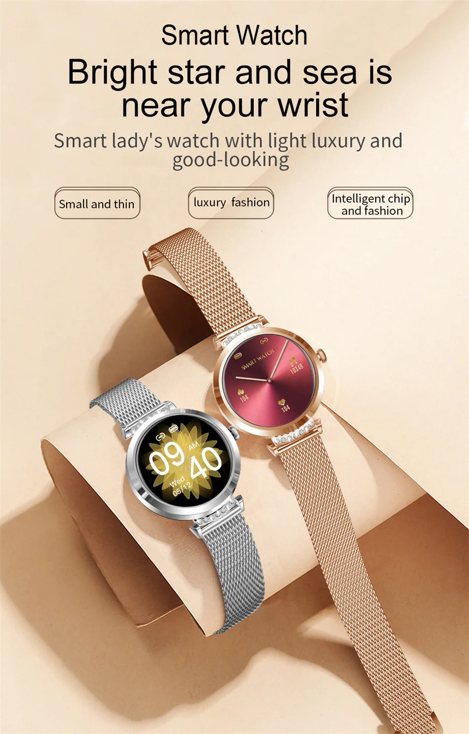 IP68 Waterproof Smart Watch Women Lovely Bracelet Heart Rate Monitor Sleep Monitoring Smartwatch Ladies Connect IOS Android+Gift