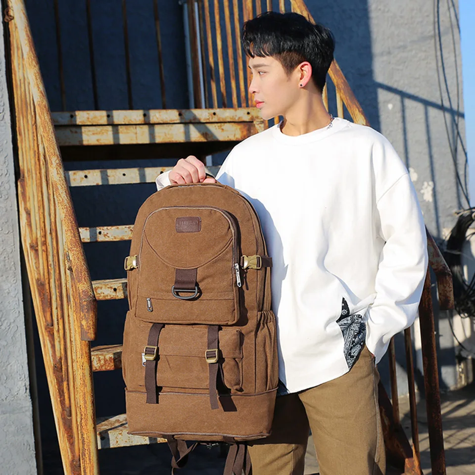 Large Capacity Canvas Travel Backpack Korean Version Fashionable Men And Women's Outdoor Tactical Training High-Quality Backpack