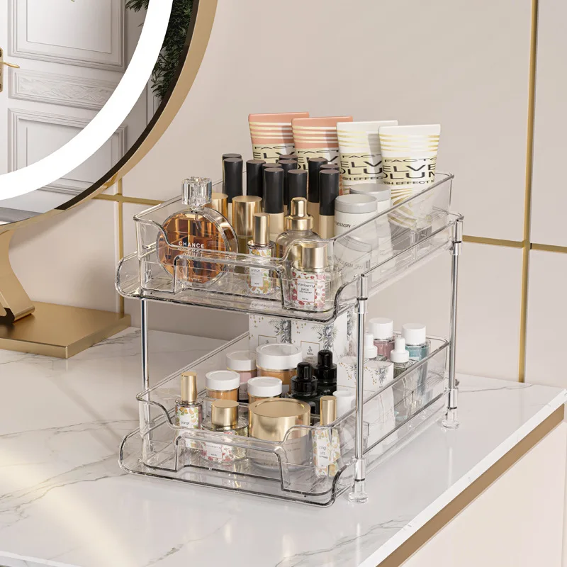 

Pet Transparent Cosmetics Storage Box Pull-Out Type Room Bedroom Bathroom Skincare Storage Rack Desktop Organizing Storage Box