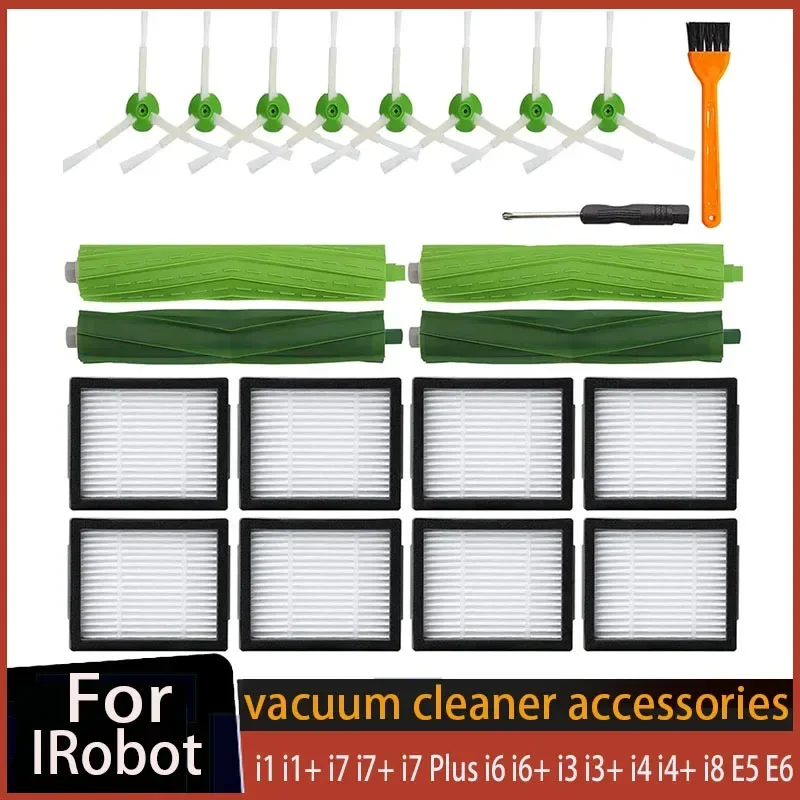 Pezzi di ricambio per aspirapolvere iRobot Roomba i7 i7+ j7 j7+ i3 i3+ i4 i4+ E5 E6, 2 spazzole in gomma, 8 filtri, 10 spazzole laterali | Leroy Merlin