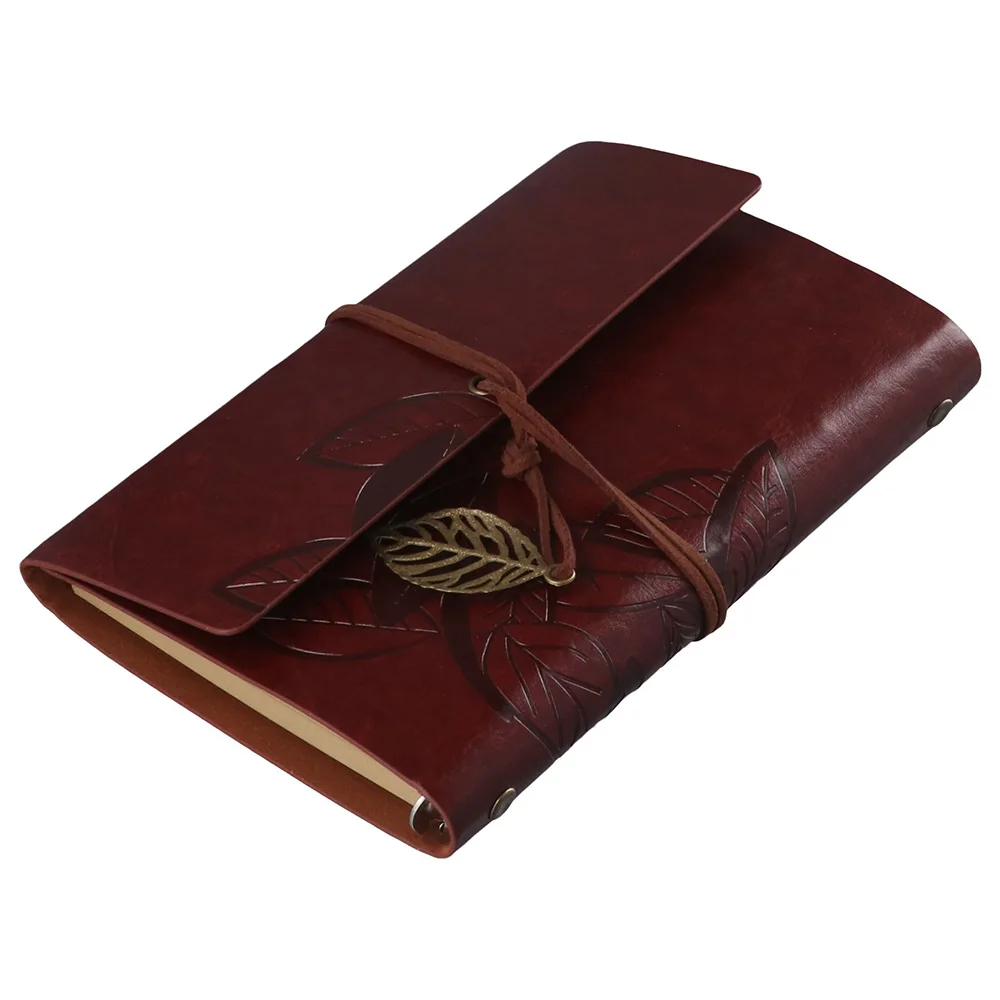 Charming Leaf-Embossed Journal with Retro Pendants, Durable PU Leather Notebook