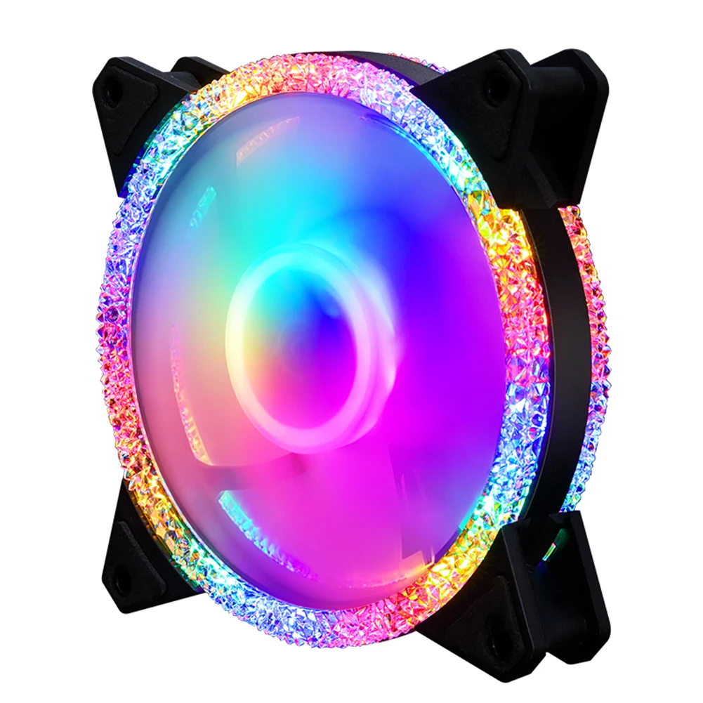 120mm 팬 RGB 케이스 팬 LED 컴퓨터 케이스 팬 조정 가능한 RGB 및 팬 DC 12V 소형 3 핀 + 대형 4 핀 11 블레이드, PC 액세서리