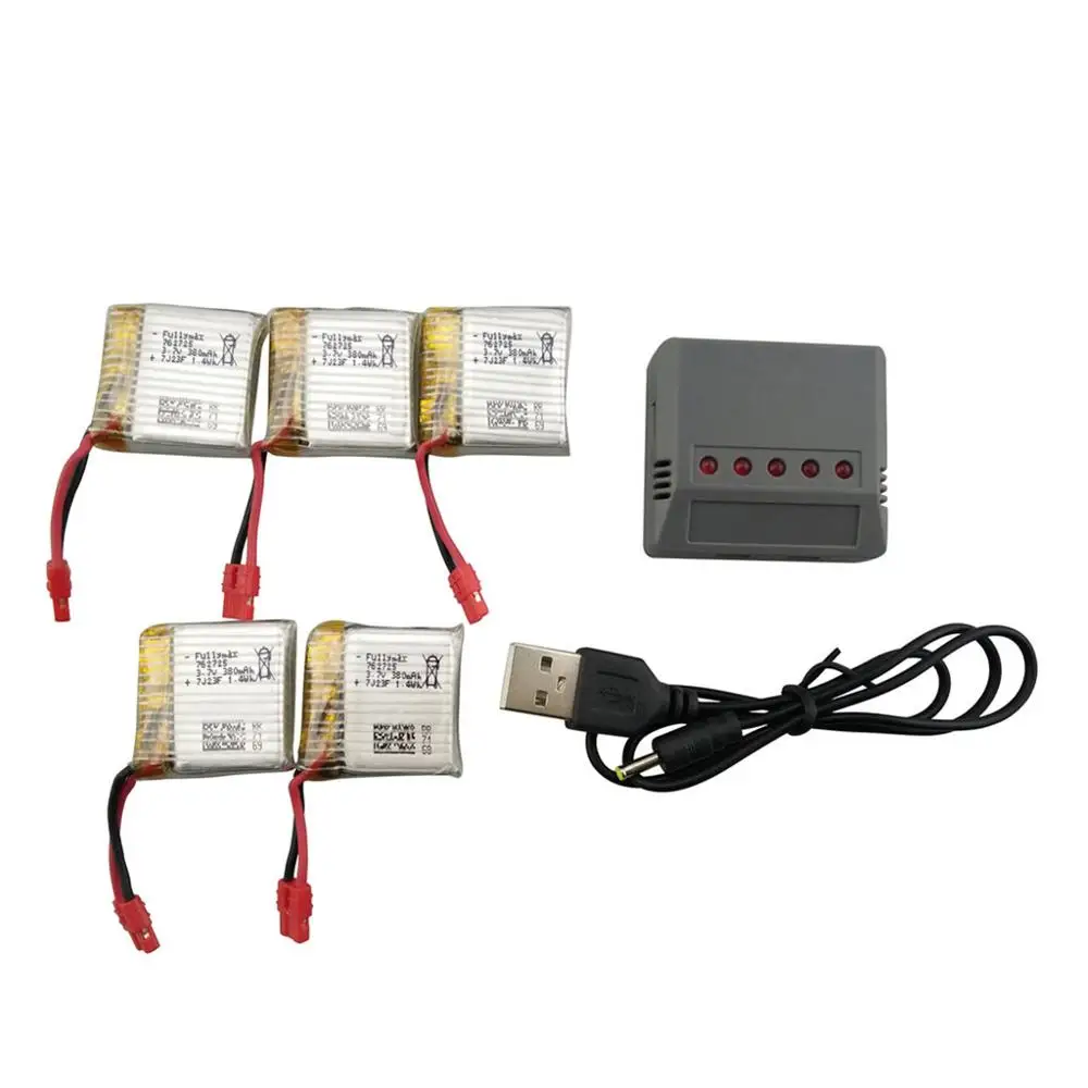 

5 шт. Syma X21 X21W X26 X26A X100 запасные части для радиоуправляемого дрона 3,7 в 380 мАч аккумулятор с комплектом зарядного устройства 5 в 1