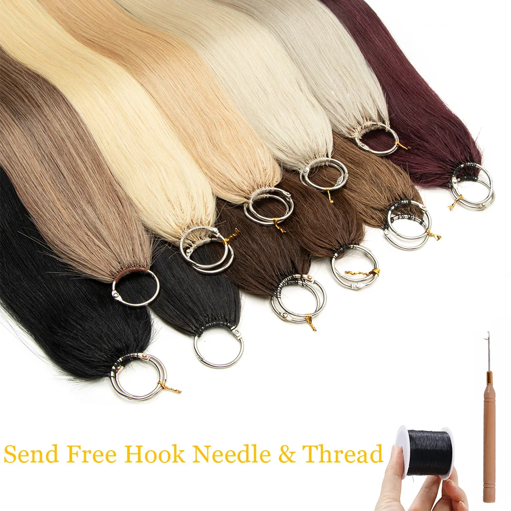 Human Hair Extensions Natural Micro Feather Human Hair Extensions Straight Real Virgin Human Hair Microloop Extensions For Women 40strands/pack