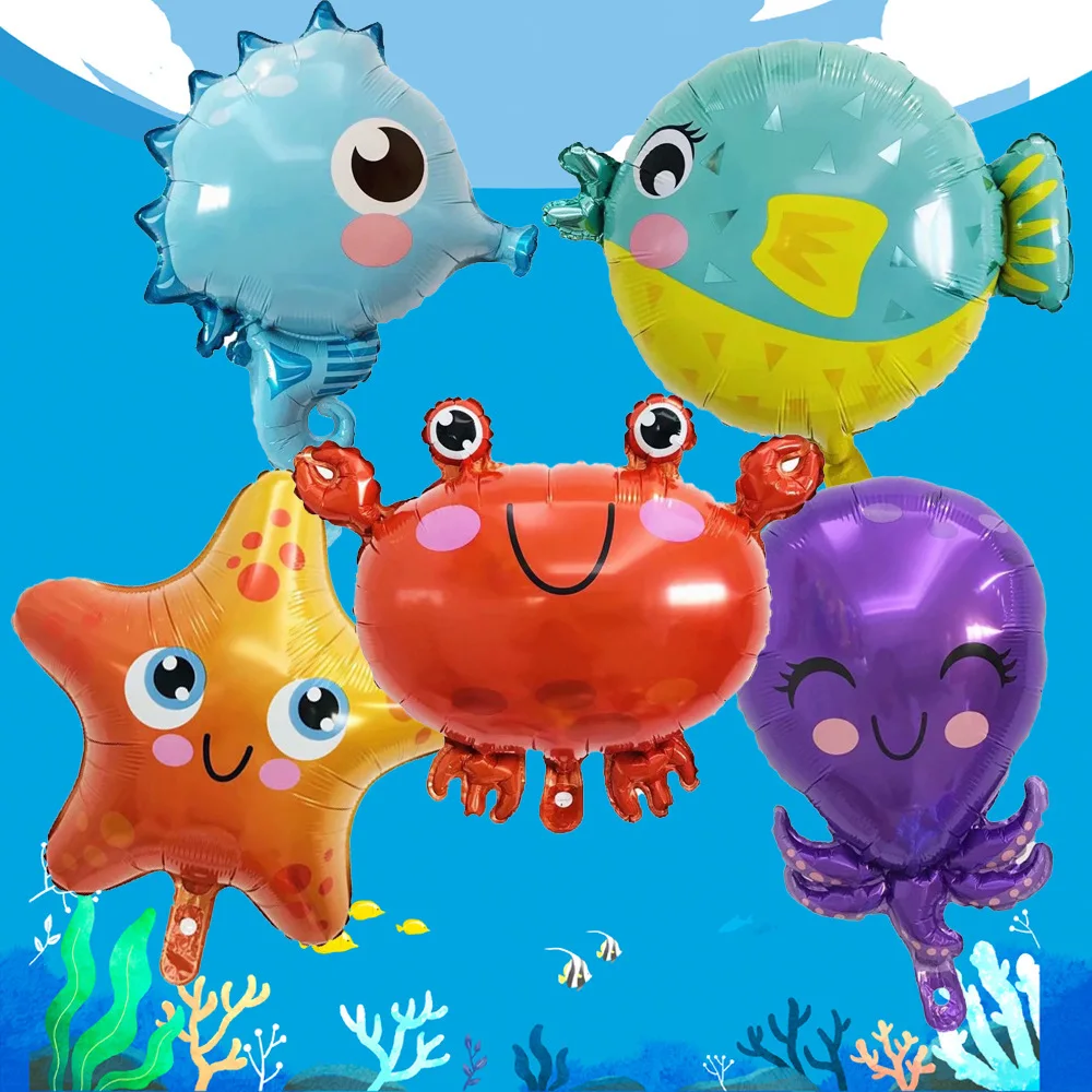

5Pcs Fish Sea Animal Balloons Starfish Sea Horse Balloon Ocean World Birthday Party Decorations Under the Sea Party Baby Shower