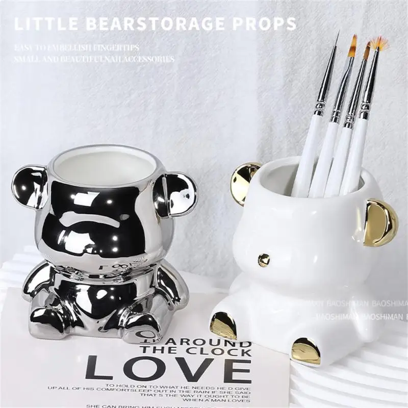 

Настольная Организация Aurora красивая и модная Пылезащитная и влагостойкая керамическая трубка для хранения естественных цветов с милым медведем