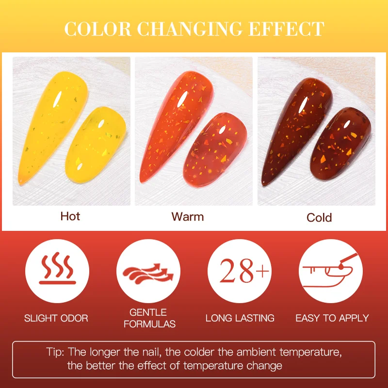6Pcs Thermal Gel Nail Polish Set Winter 3 Layers Temperature Color Changing Semi Permanent Varnish Soak Off Nail Art Gel Kit 6