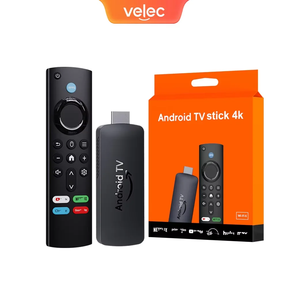 Velec Android 12 מקל חכם 8K נגן מדיה עם שלט קולי תומך ב-Netflix YouTube Google Allwinner H616 לטלוויזיה באיכות HD