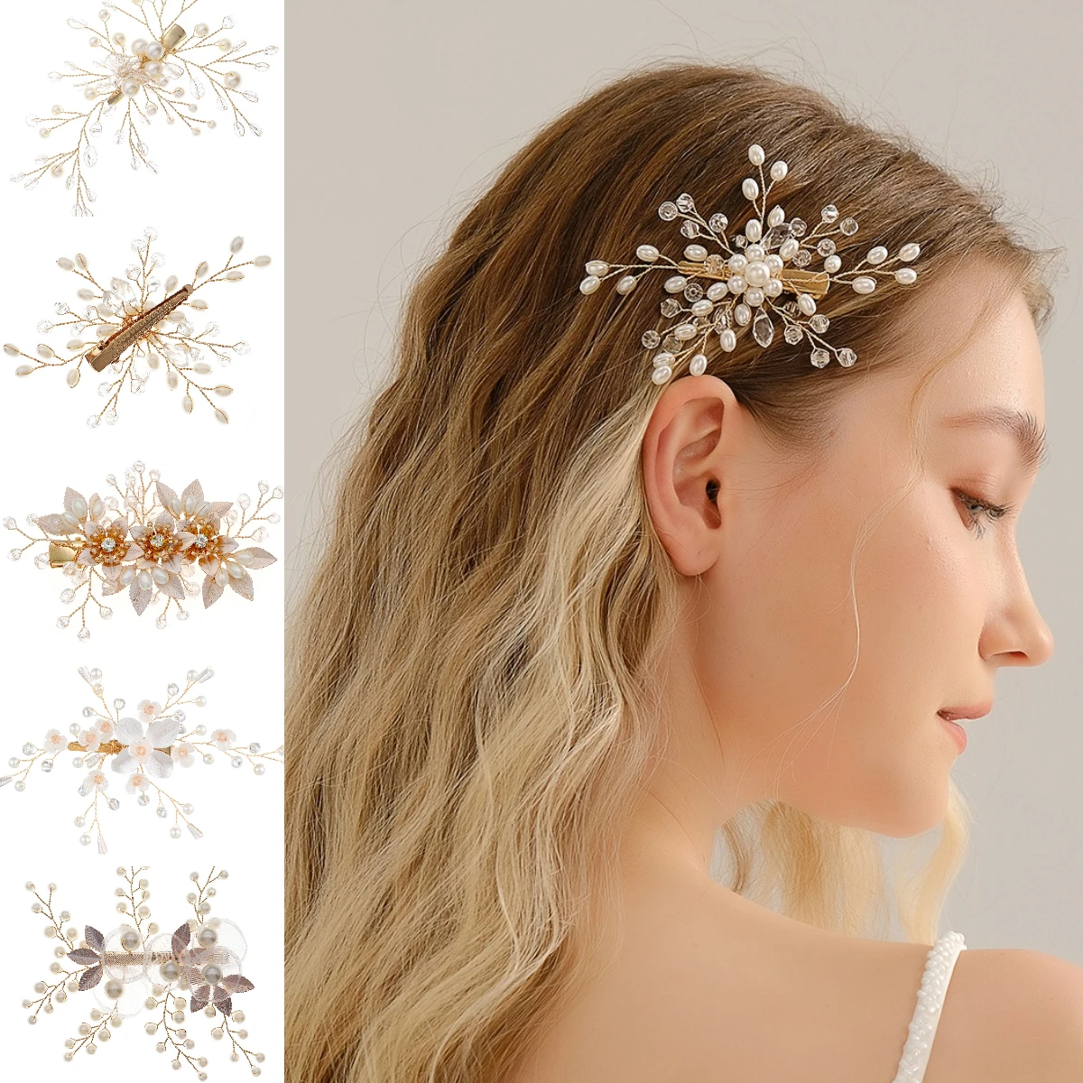 Bridal Hair Accessories Fashion Pearls Wedding Hair Jewelry Access Alloy Art Elegant Bride Crystal Hairpin
