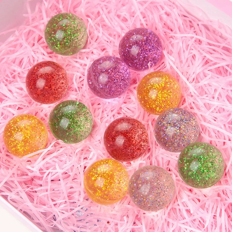 10pcs Children Bouncy Ball Toy Colored Bouncing Ball Rubber Outdoor Toys Sport Games Gold powder  Elastic Juggling Jumping Balls 3