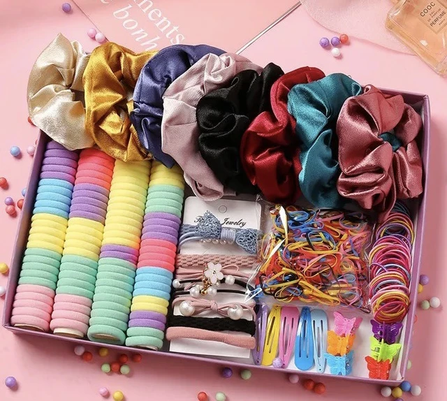 220PCS Girls Hair Accessories Headwear Set Cute Hairpin Rubber Band Candy  Color