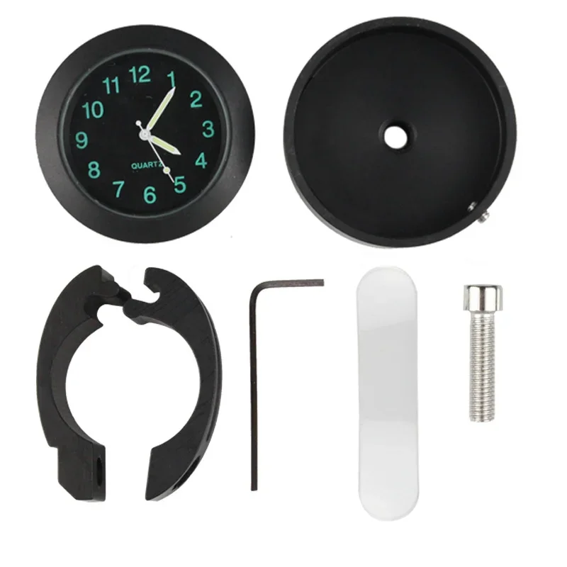 Motorcycle Handlebar Clock Universal Waterproof Chrome Motorcycle Bike Handlebar Mount Quartz Aluminum Luminous