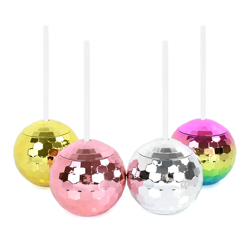 Unique Disco Ball Cups Flash Cocktail Cup With Straw Bar